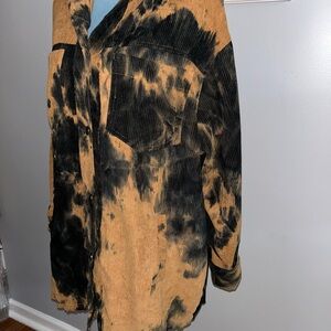 Tie Dye Corduroy Button Up Oversized Jacket/Shirt By 12th Tribe EUC Size Small
